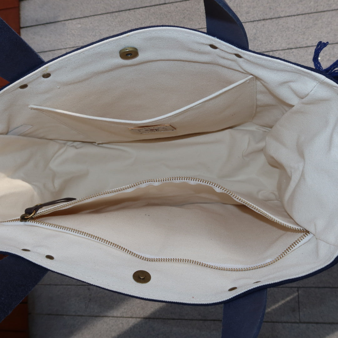 Bolsa Nuna Marinho com Alças de Couro Marinho