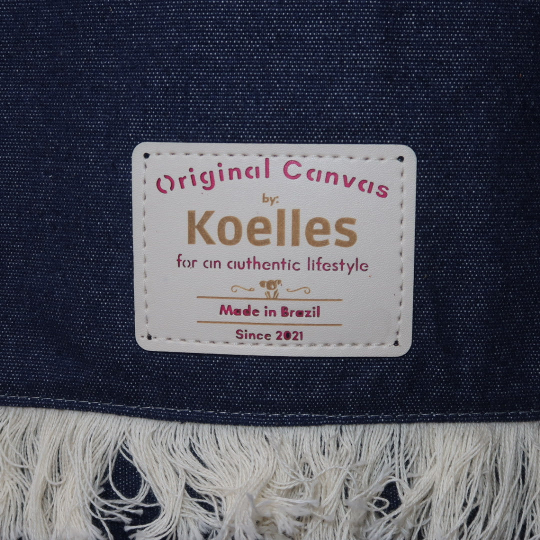 Bolsa Katrin Jeans Escuro com Alças de Corrente e Couro Azul e Prata