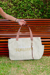 Bolsa Wallow Verde com Alça de Couro Nude