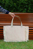 Bolsa Wallow Lilac com Alça de Couro Off White com Zíper
