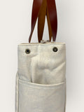 Bolsa Wallow Azul com Alça de Couro Marrom