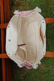 Bolsa Wallow Arabesque Rosa com Alça de Couro Marrom