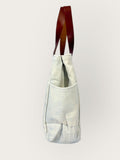 Bolsa Wallow Azul com Alça de Couro Marrom