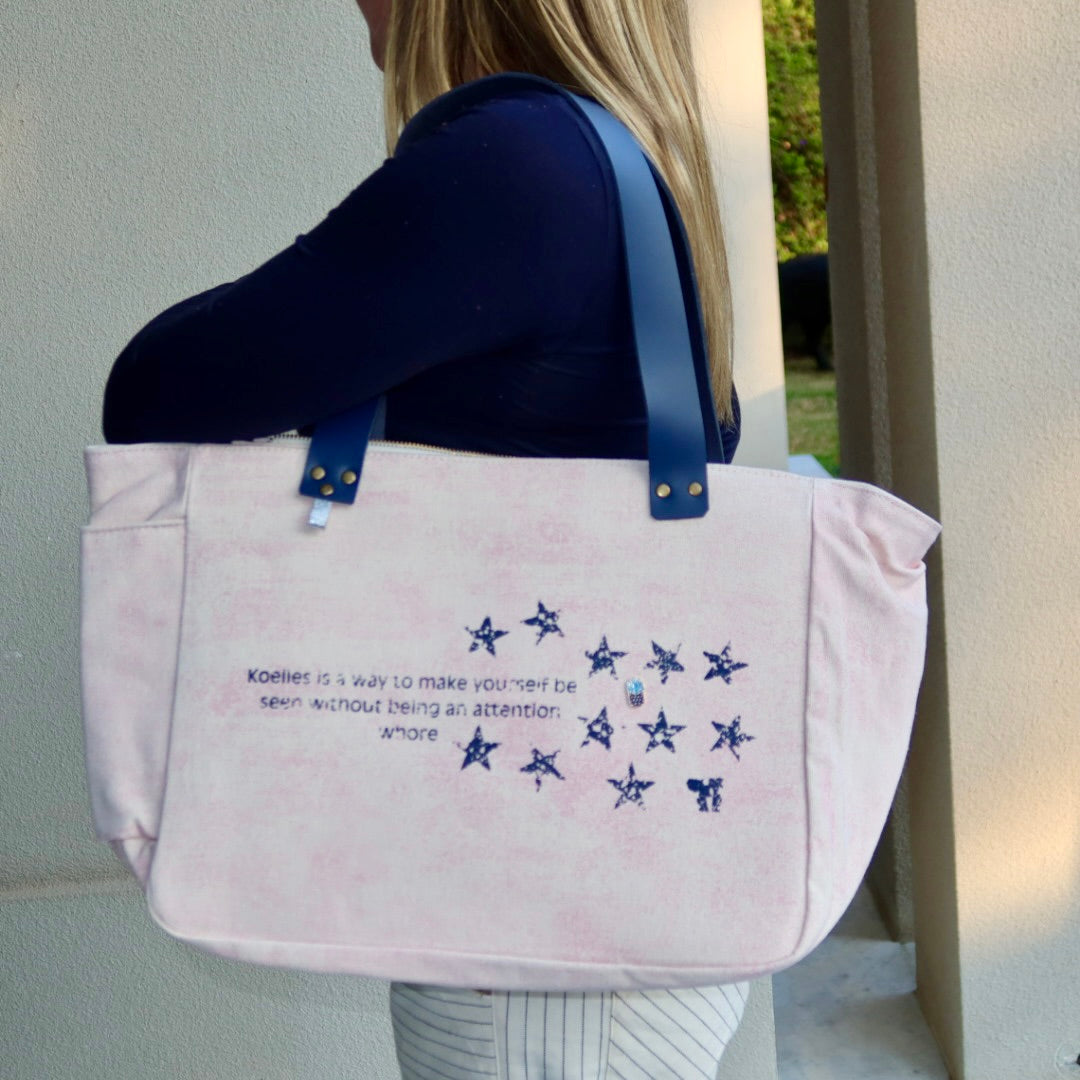 Bolsa Nuna Lilac com Alças de Couro Marinho