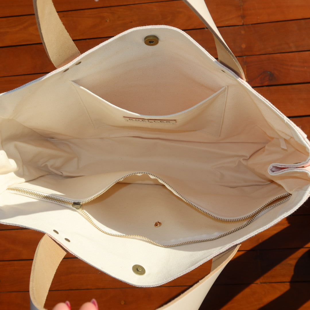 Bolsa Wallow Lilac com Alça de Couro Off White