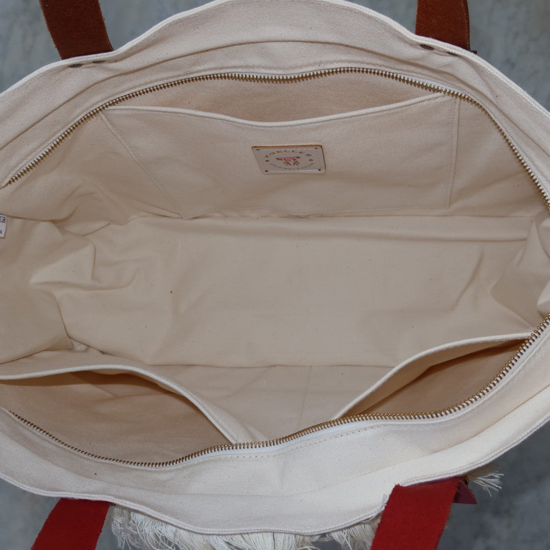 Bolsa Wallow Good Vibes Rosa com Alça de Couro Rosa Escuro e Marrom com Zíper