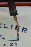 Bolsa Wallow Amarelo com Alça de Couro Marrom Escuro com Zíper