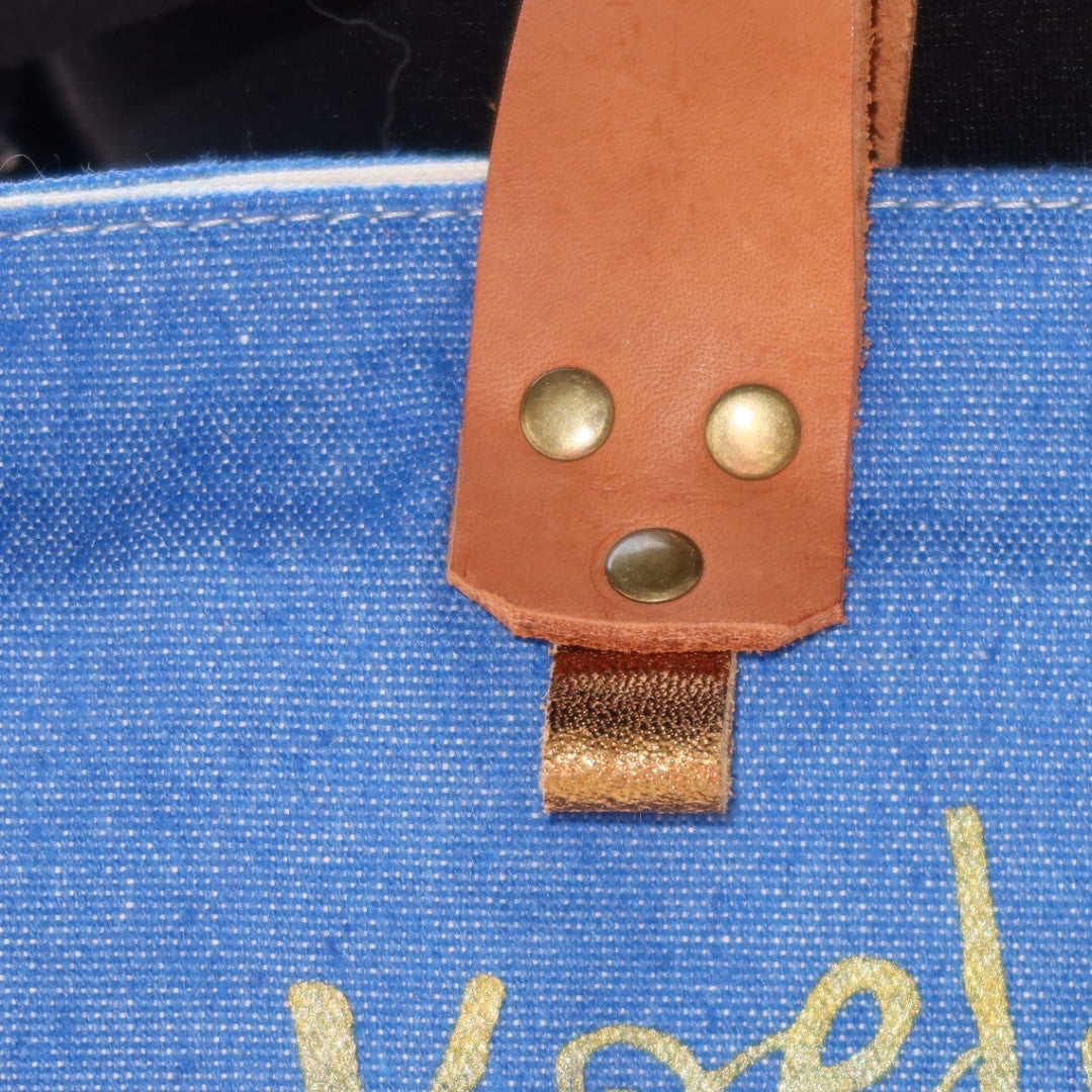 Bolsa Wallow Azul Port com Alça de Couro Caramelo com Zíper