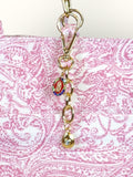 Bolsa Katrin Arabesque Rosa com Alças de Corrente e Couro Rosa Claro