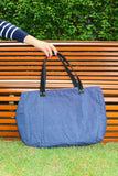 Bolsa Wallow Jeans com Alça de Couro Preto