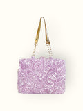 Bolsa Katrin Arabesque Vinho com Alças de Corrente e Couro Dourado