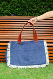 Bolsa Wallow Jeans com Alça de Couro Marrom
