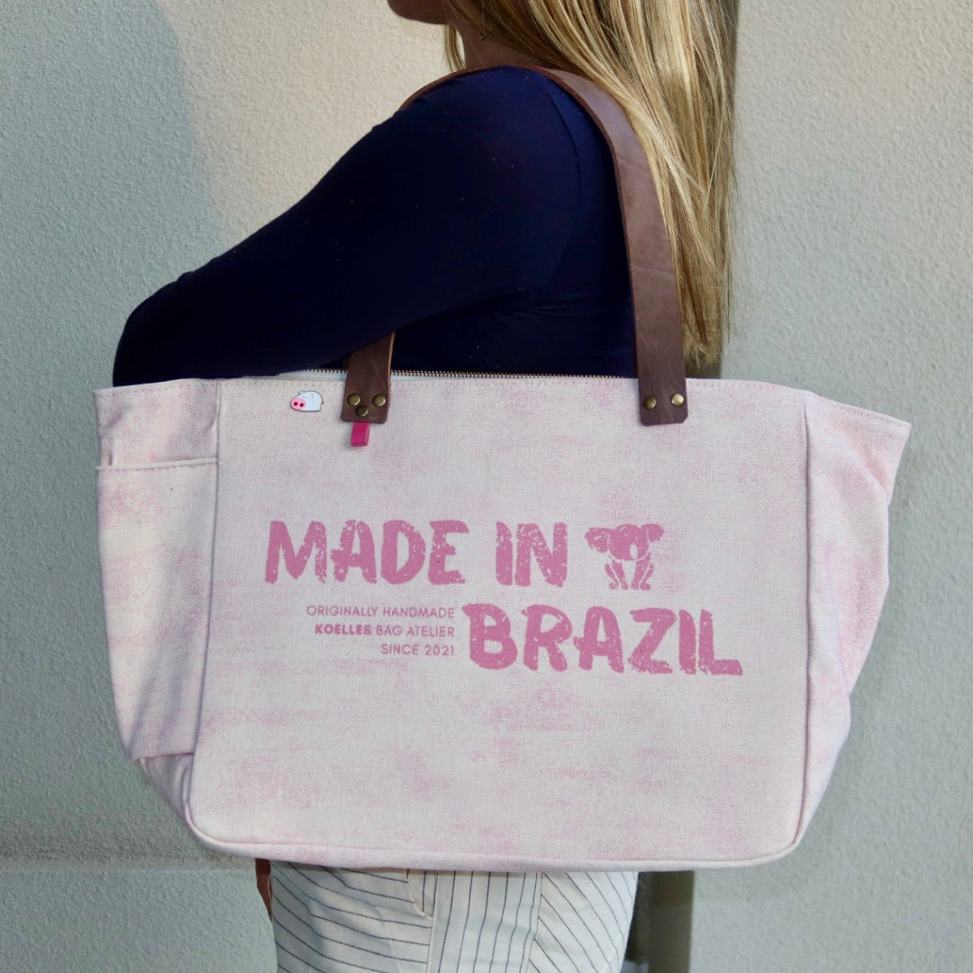 Bolsa Nuna Lilac com Alças de Couro Marrom