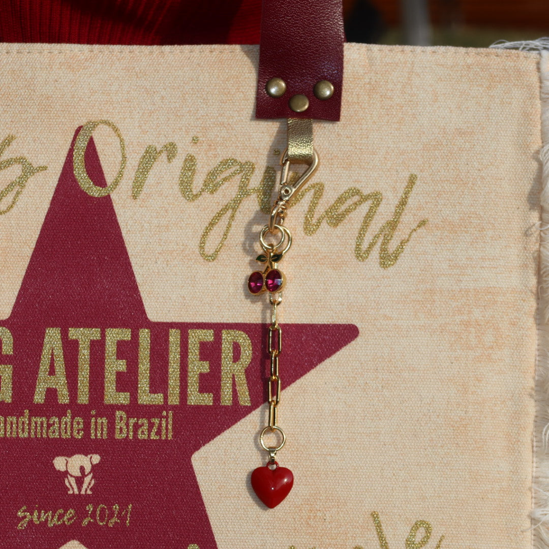 Bolsa Nuna Laranja com Alças de Couro Vinho