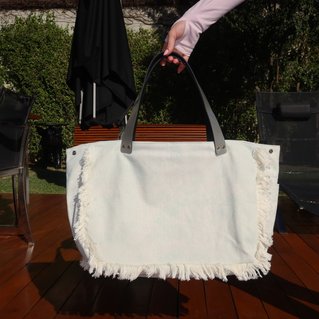 Bolsa Wallow Aqua com Alça de Couro Prata com Zíper