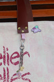 Bolsa Wallow Lilac com Alça de Couro Marrom com Zíper