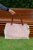 Bolsa Wallow Arabesque Rosa com Alça de Couro Marrom