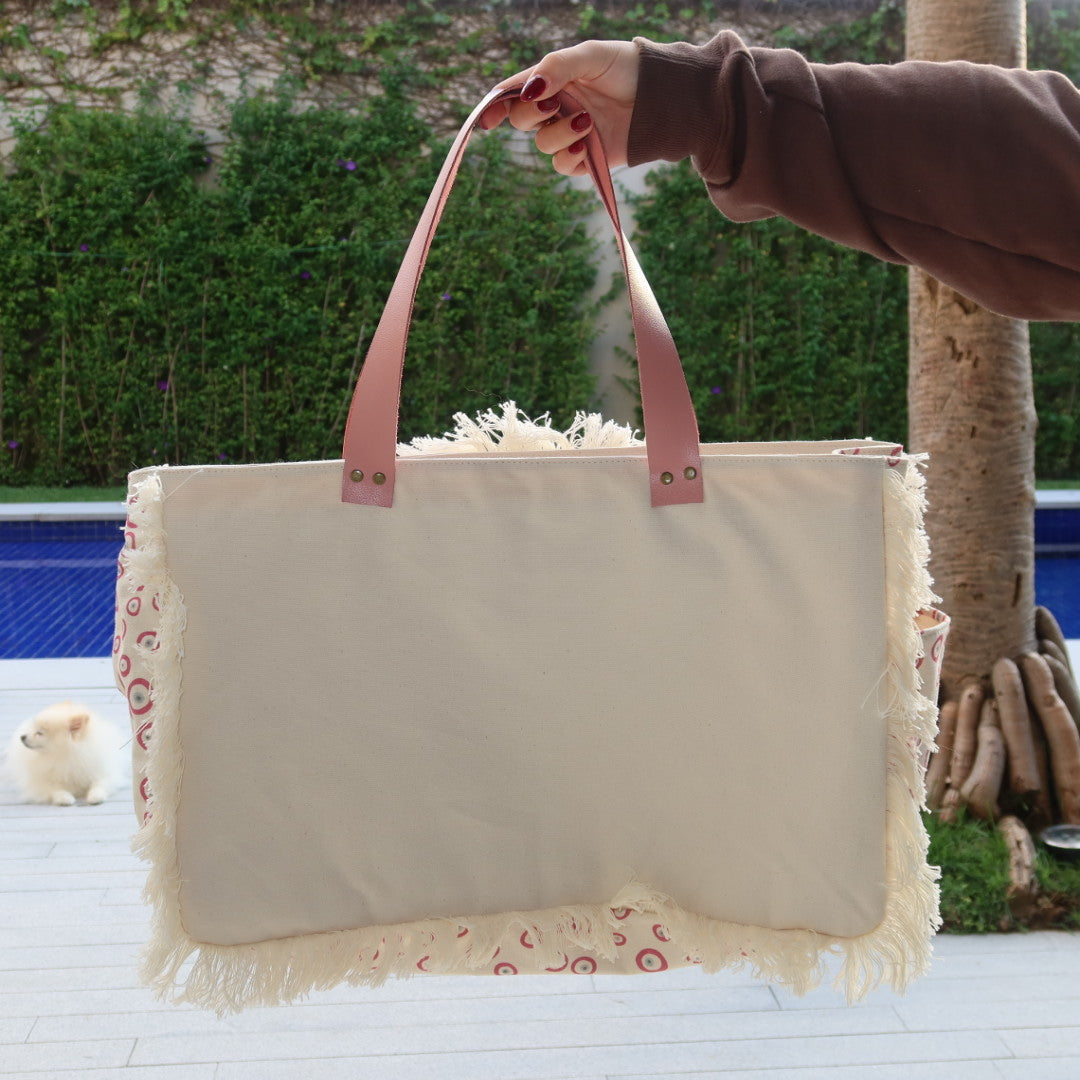 Bolsa Wallow Good Vibes Rosa com Alça de Couro Rosa Claro com Zíper