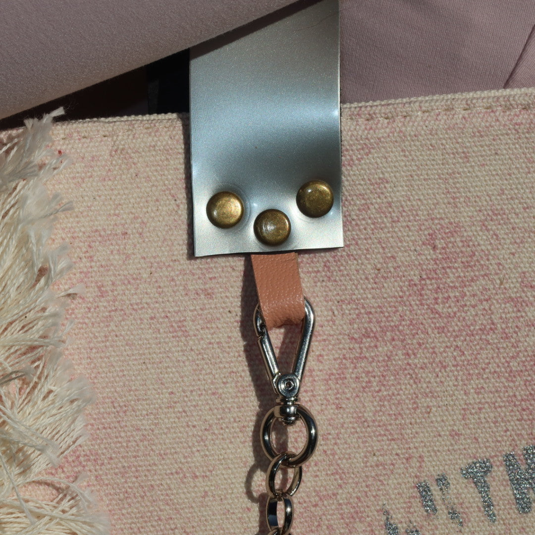 Bolsa Nuna Lilac com Alças de Couro Prata