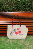 Bolsa Nuna Bege com Alças de Couro Marrom