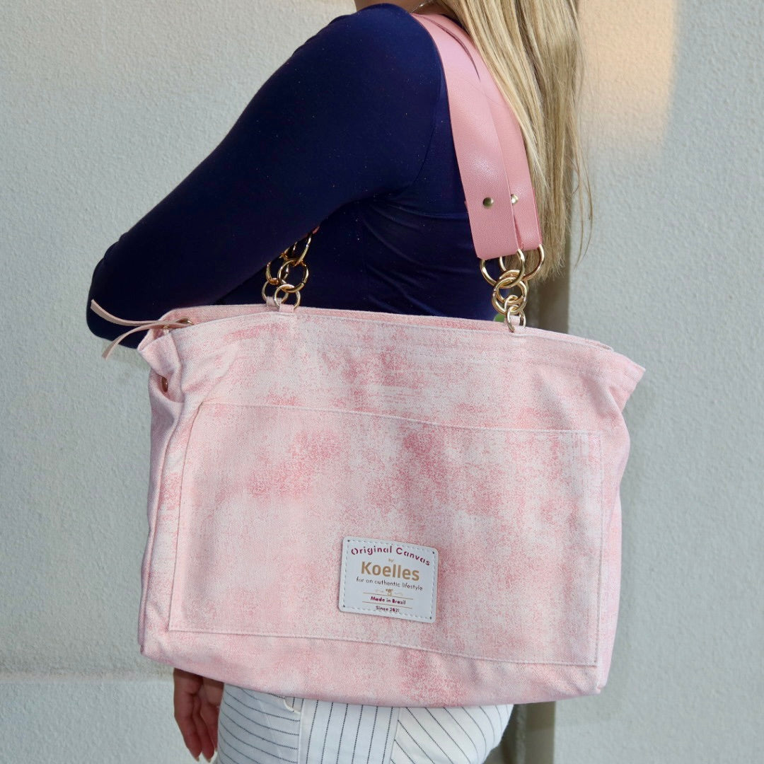 Bolsa Katrin Rosa com Alças de Corrente e Couro Rosa