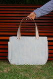 Bolsa Nuna Azul com Alças de Couro Off White
