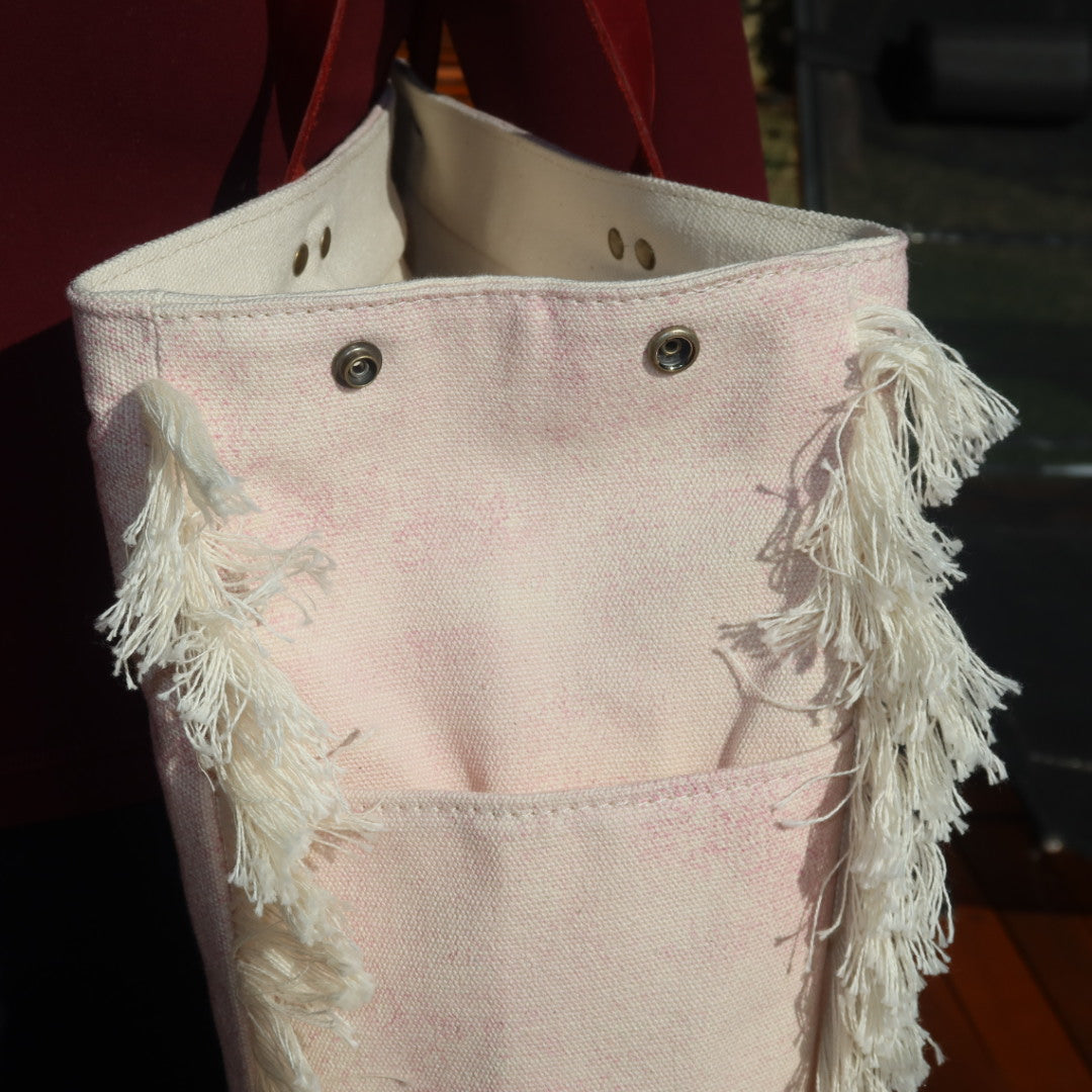 Bolsa Wallow Lilac com Alça de Couro Vermelho com Zíper