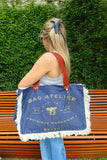 Bolsa Wallow Jeans com Alça de Couro Marrom