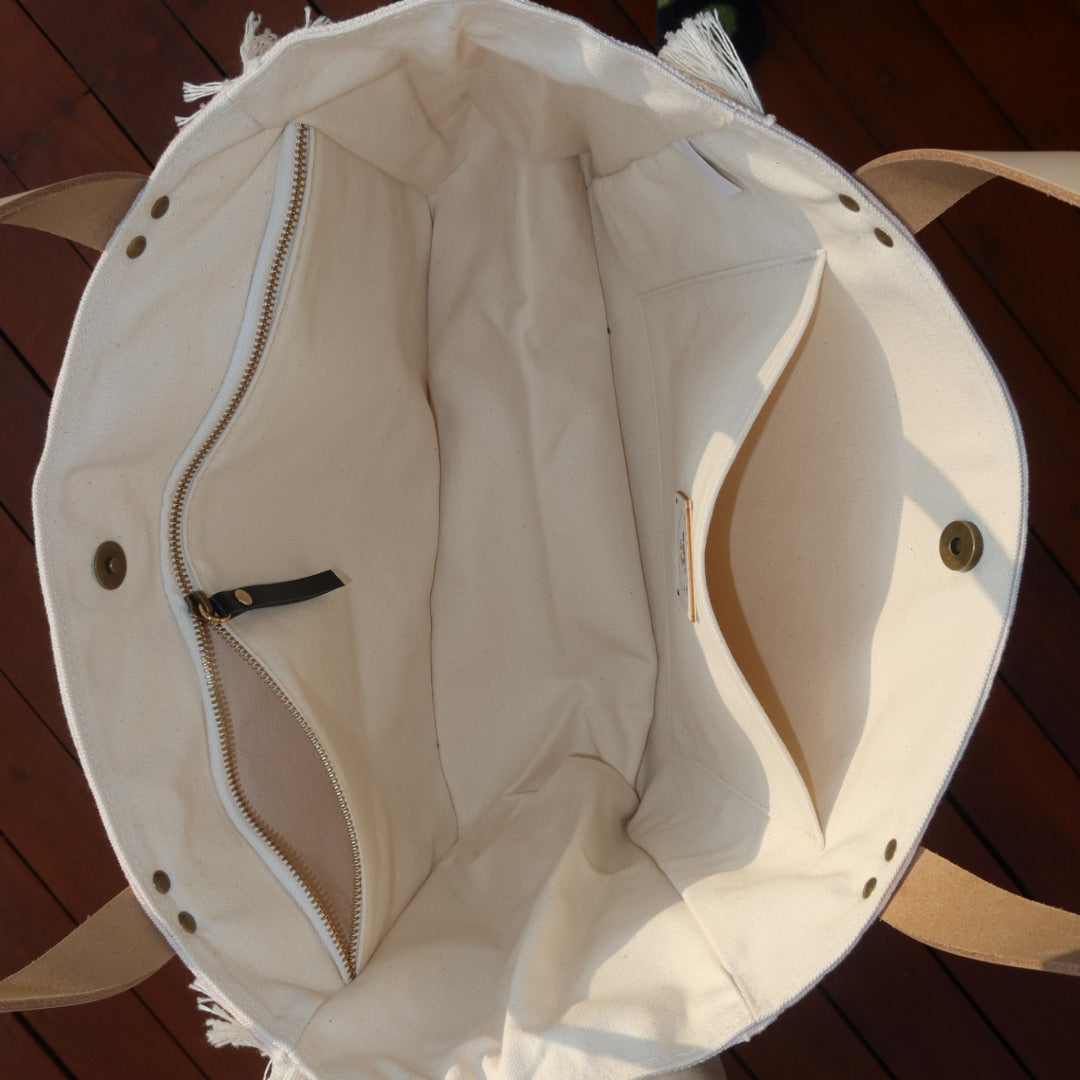 Bolsa Nuna Lilac com Alças de Couro Off White