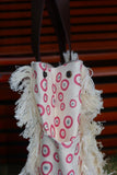 Bolsa Wallow Good Vibes Rosa com Alça de Couro Marrom Escuro com Zíper