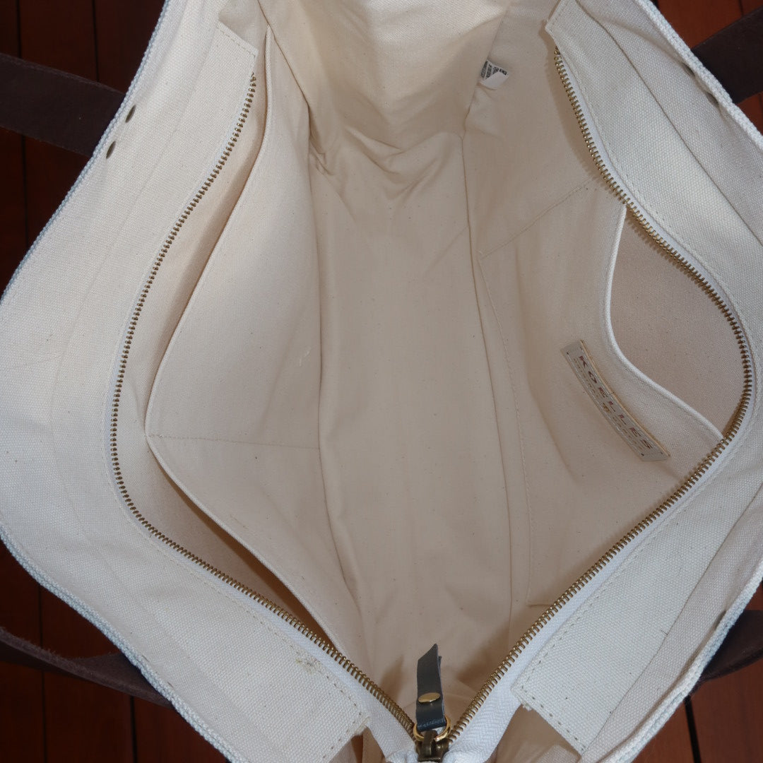 Bolsa Wallow Aqua com Alça de Couro Marrom Escuro com Zíper