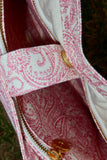 Bolsa Katrin Arabesque Rosa com Alças de Corrente e Couro Marrom Escuro