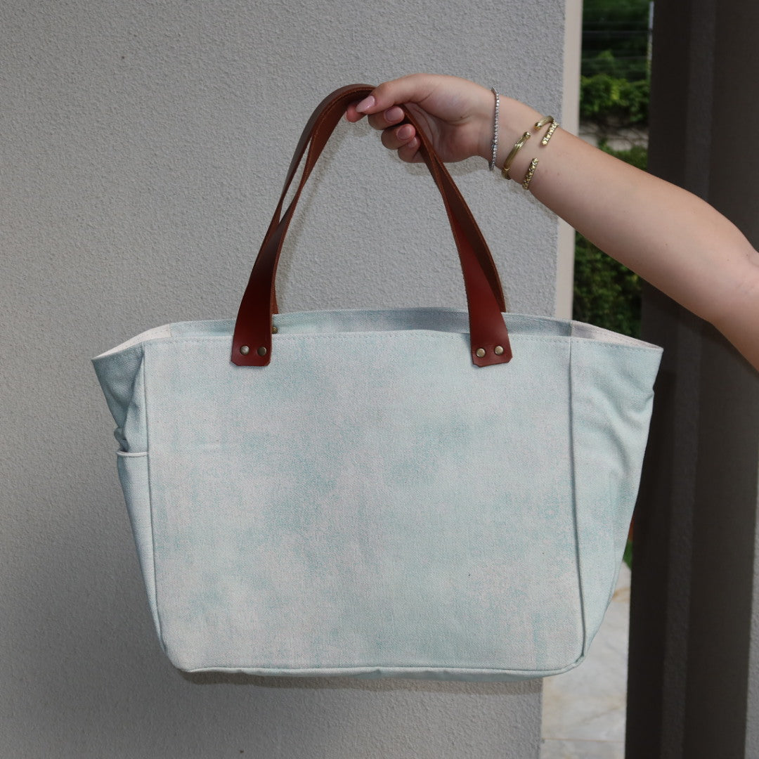 Bolsa Nuna Aqua com Alças de Couro Marrom