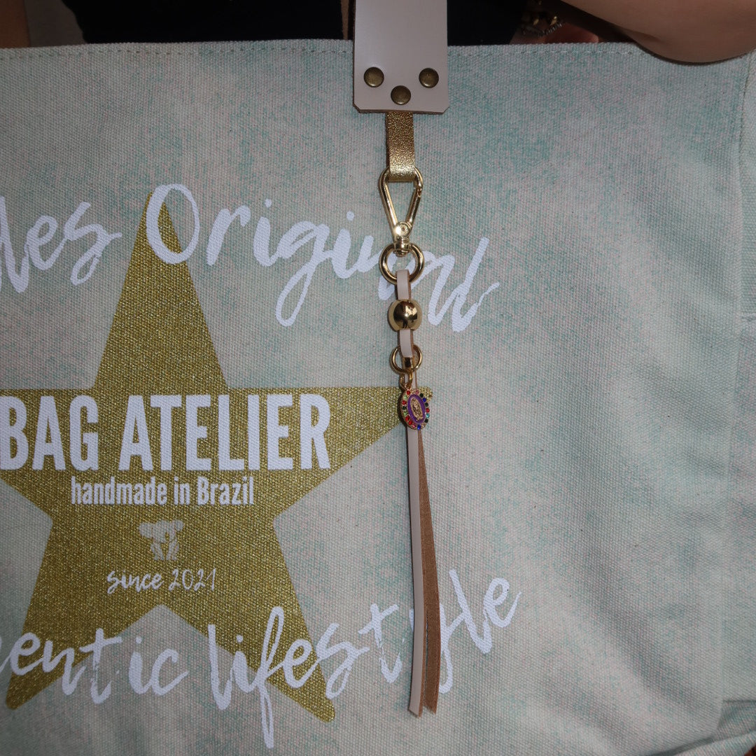 Bolsa Wallow Aqua com Alça de Couro Off White