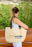 Bolsa Nuna Laranja com Alças de Couro Marrom Escuro