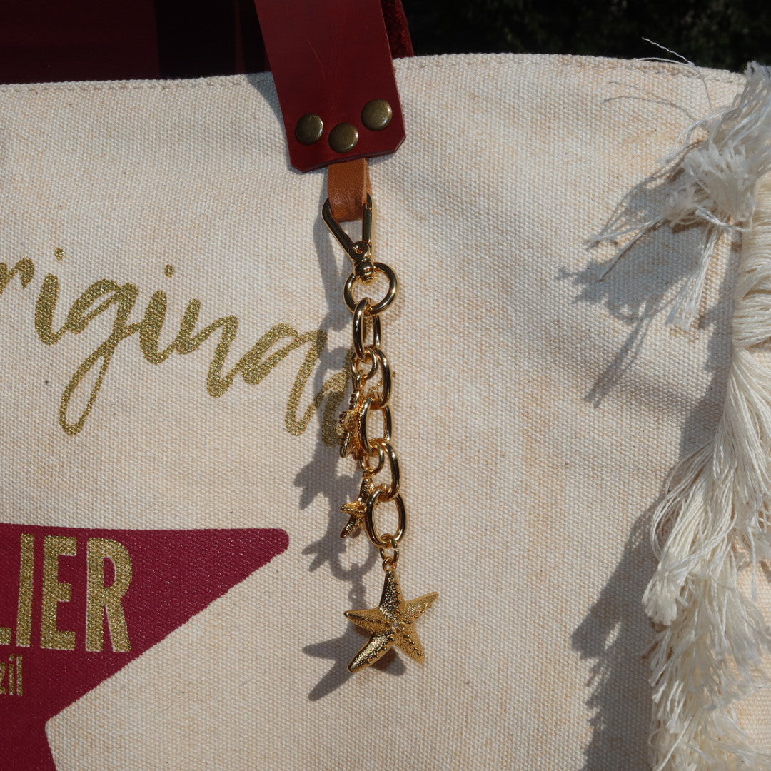 Bolsa Wallow Bege com Alça de Couro Vermelho com Zíper