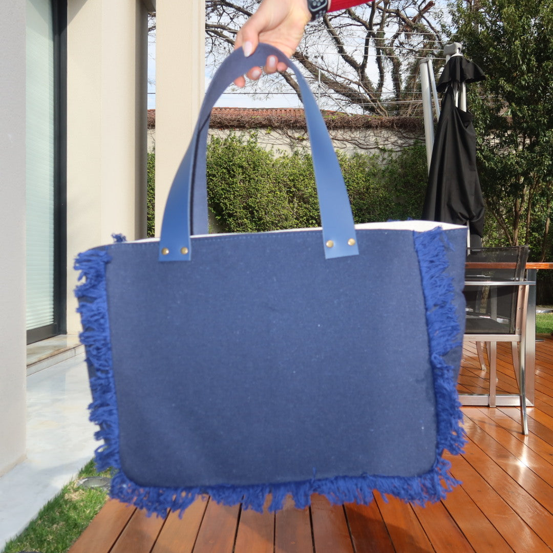 Bolsa Nuna Marinho com Alças de Couro Marinho