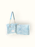 Bolsa Katrin Arabesque Turquesa com Alças de Corrente e Couro Azul Claro