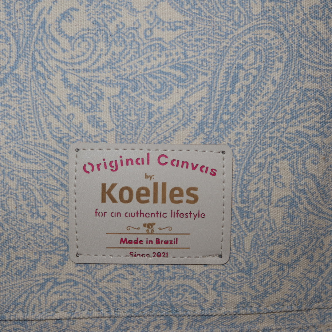 Bolsa Katrin Arabesque Azul com Alças de Corrente e Couro Preto