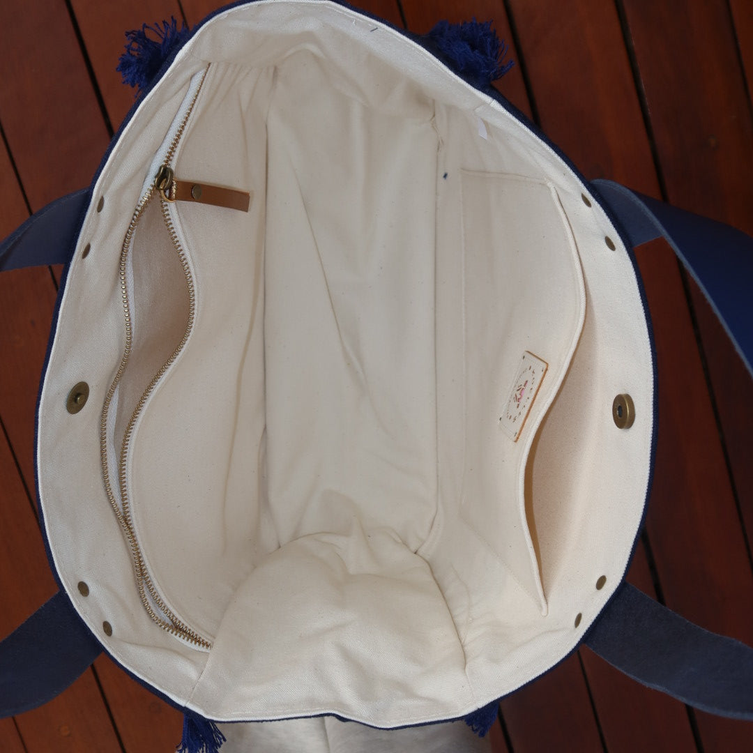Bolsa Nuna Marinho com Alças de Couro Marinho