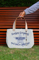 Bolsa Nuna Azul com Alças de Couro Off White