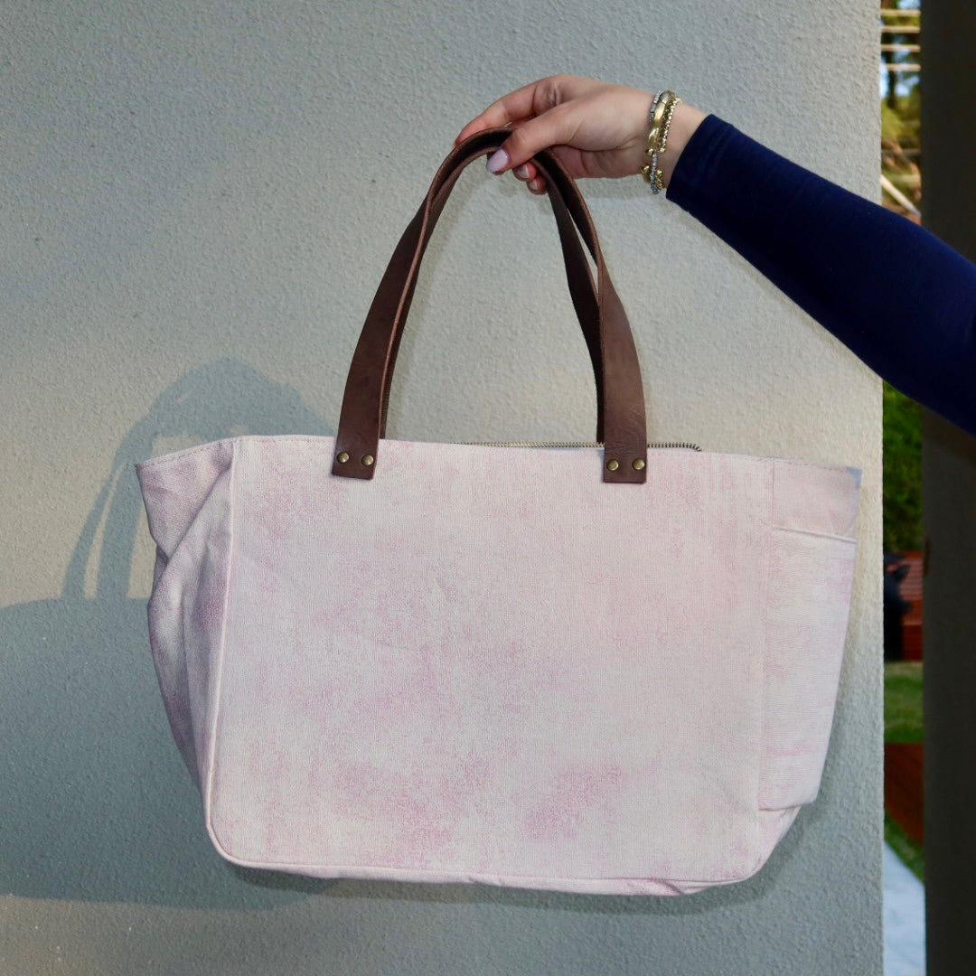 Bolsa Nuna Lilac com Alças de Couro Marrom