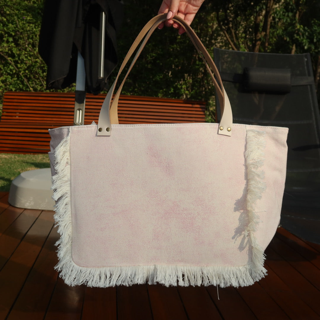 Bolsa Nuna Lilac com Alças de Couro Off White