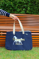 Bolsa Wallow Marinho com Alça de Couro Off White