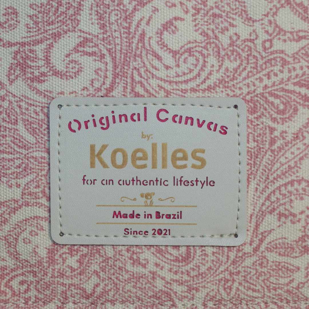 Bolsa Katrin Arabesque Rosa com Alças de Corrente e Couro Vinho