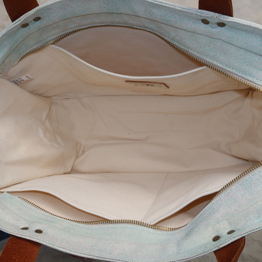 Bolsa Nuna Aqua com Alças de Couro Marrom