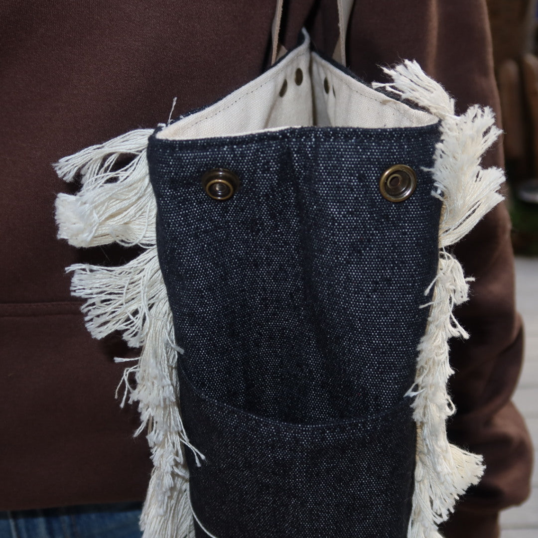 Bolsa Wallow Jeans Escuro com Alça de Couro Off White