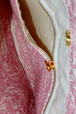 Bolsa Katrin Arabesque Rosa com Alças de Corrente e Couro Marrom Escuro