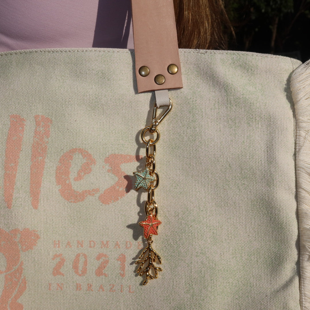 Bolsa Wallow Verde com Alça de Couro Pêssego com Zíper