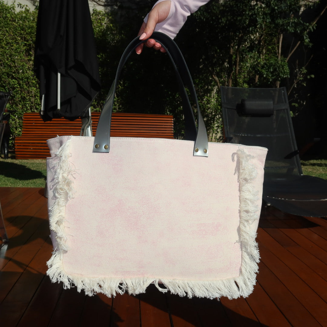 Bolsa Nuna Lilac com Alças de Couro Prata